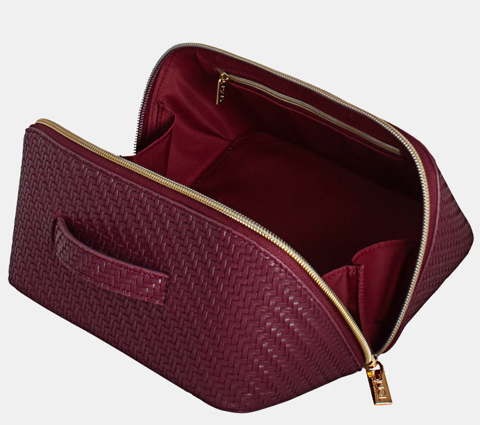 Herringbone Beauty Bag Medium Plum