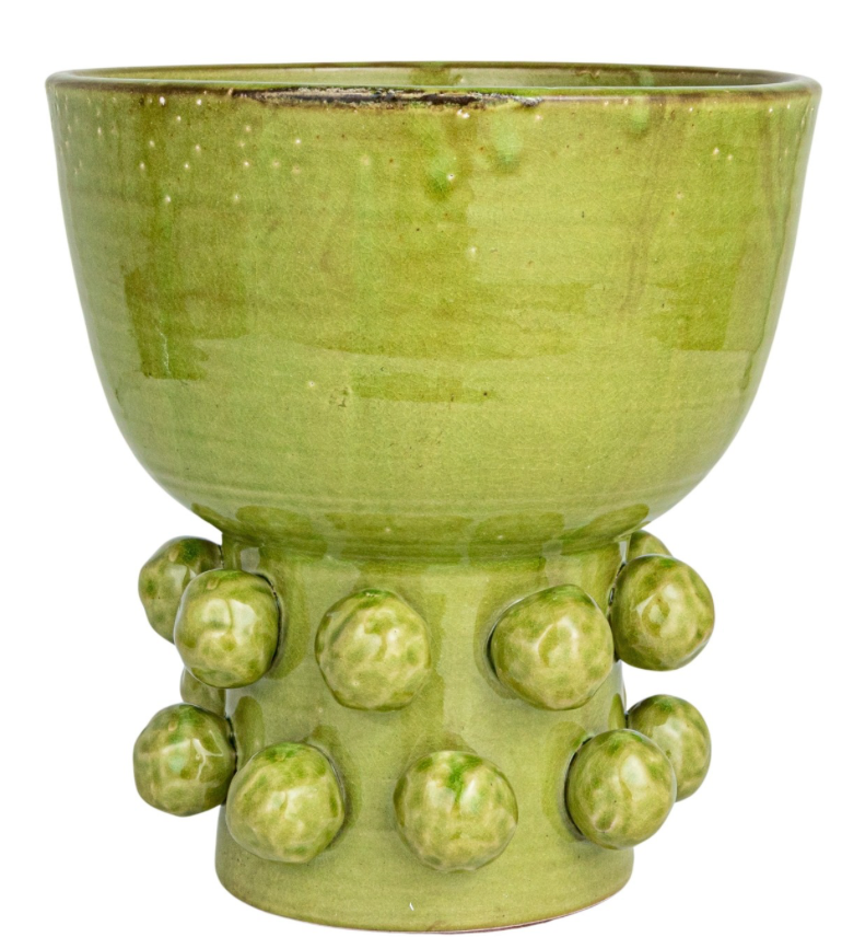 Green Terra-cotta Pot with Raised Pots