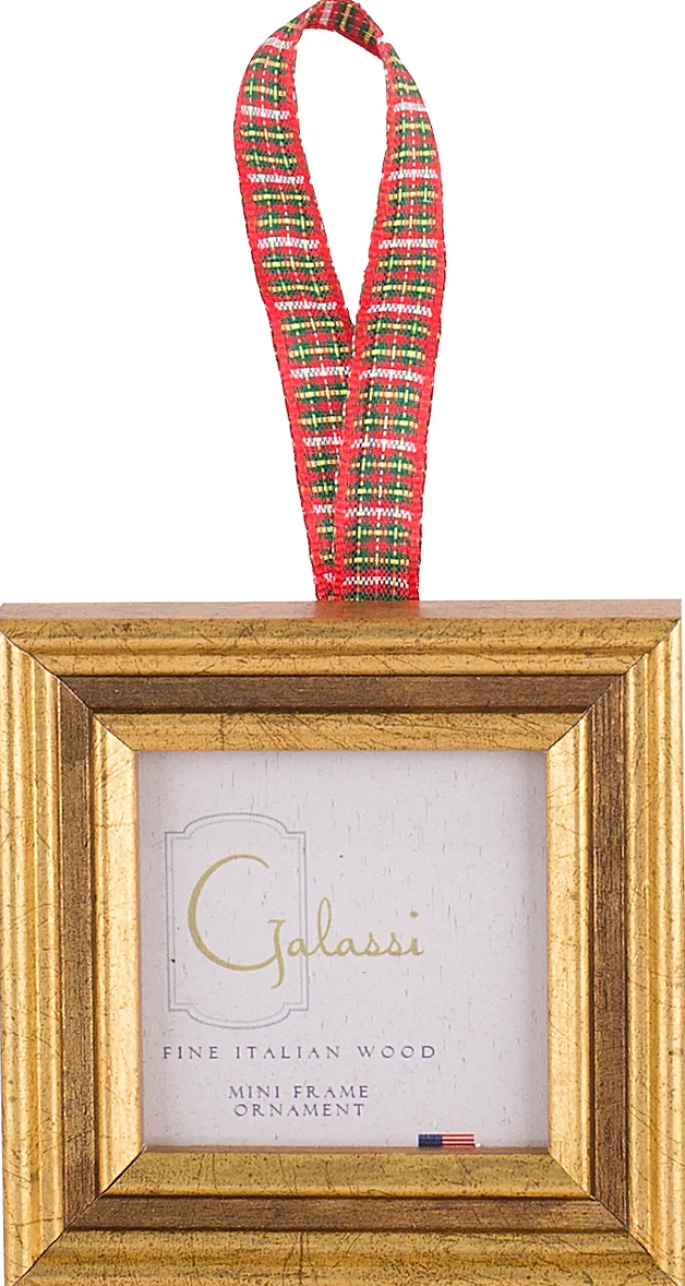Galassi ornament Gold Channel w/ Plaid Ribbon