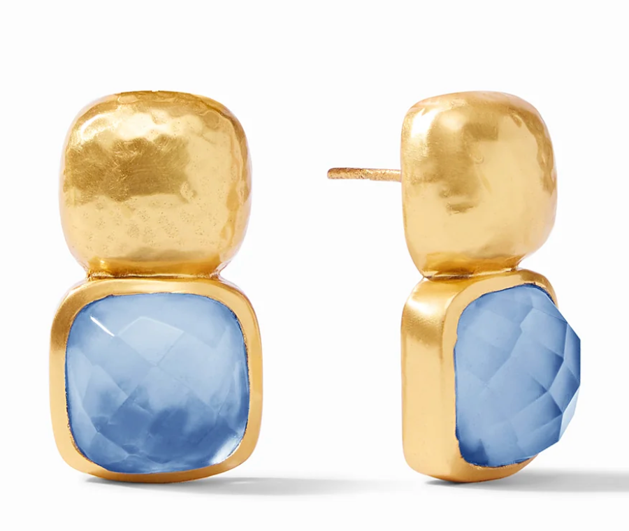 Catalina Stud Earring- Iridescent Chalcedony Blue