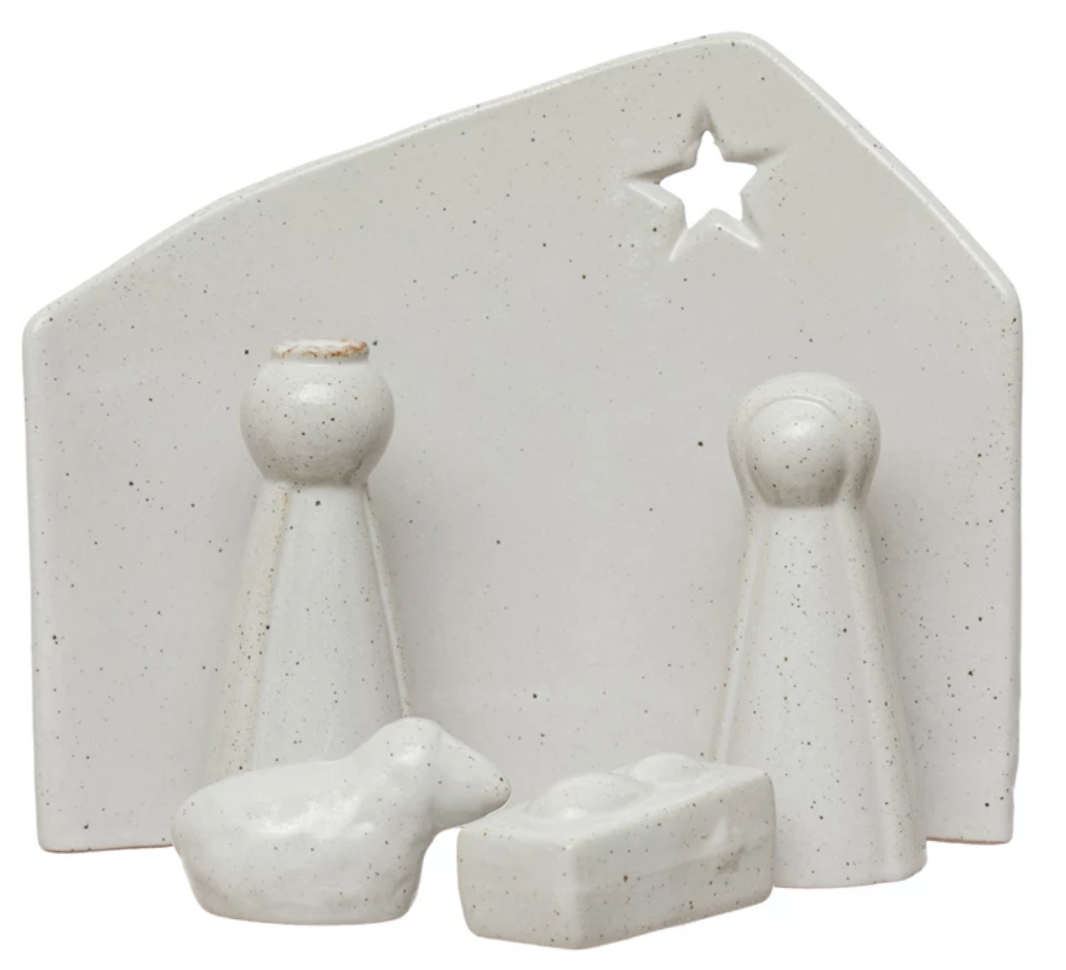 Stoneware Nativity with Glaze