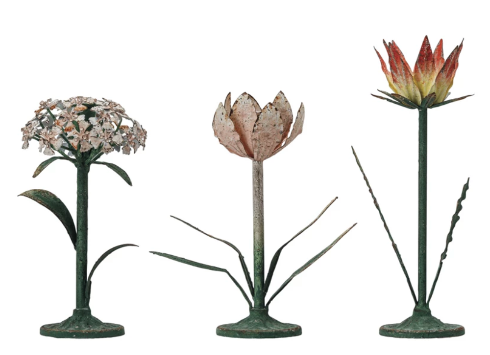 Metal Flower Candlesticks