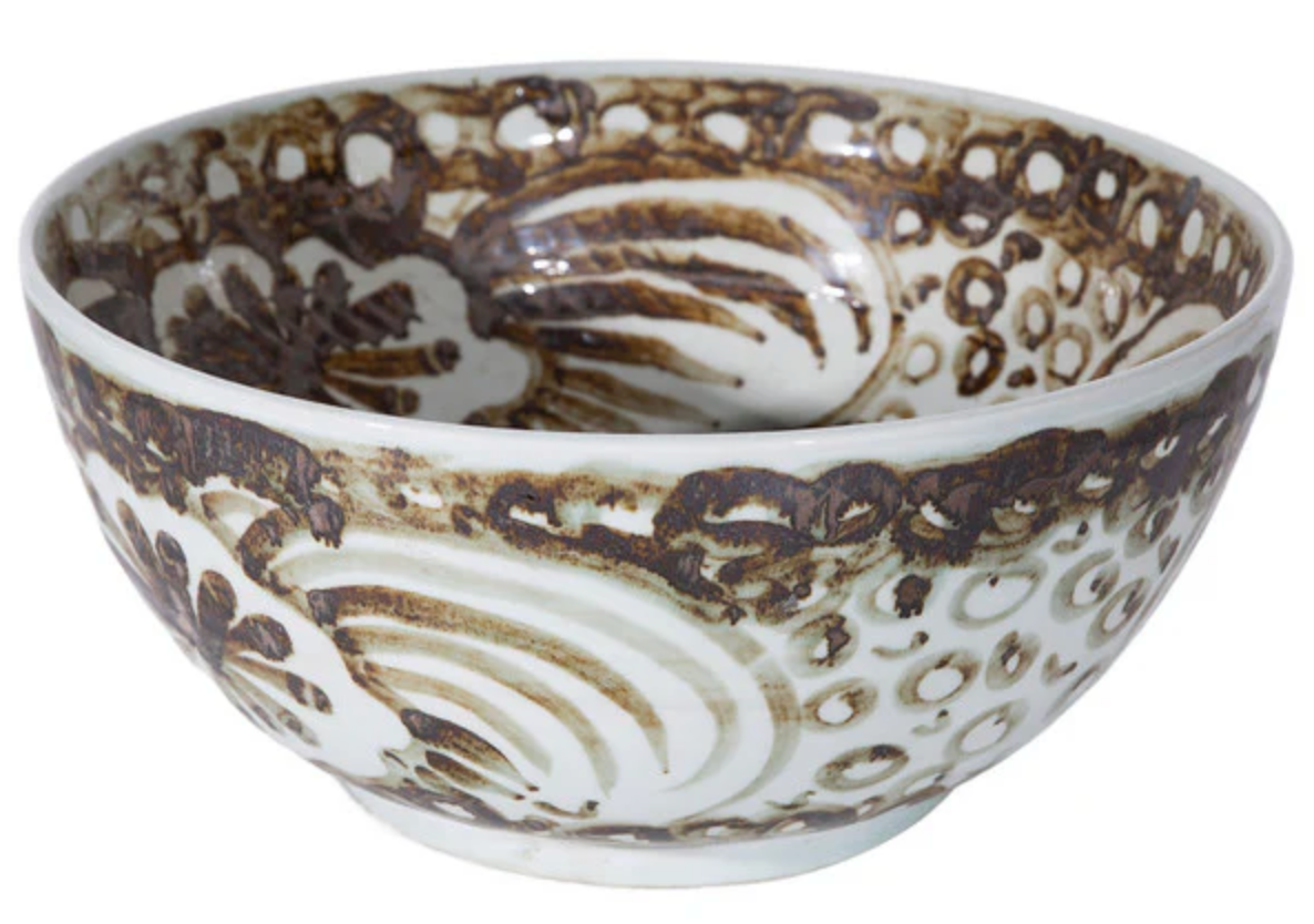 Sea Flower Brown Bowl