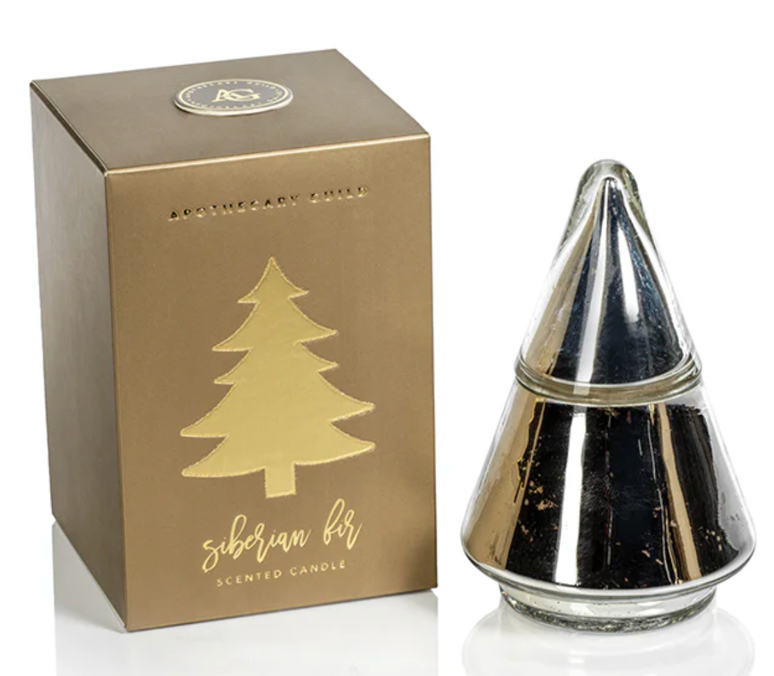 Siberian Fir Tree Candle Jar - silver