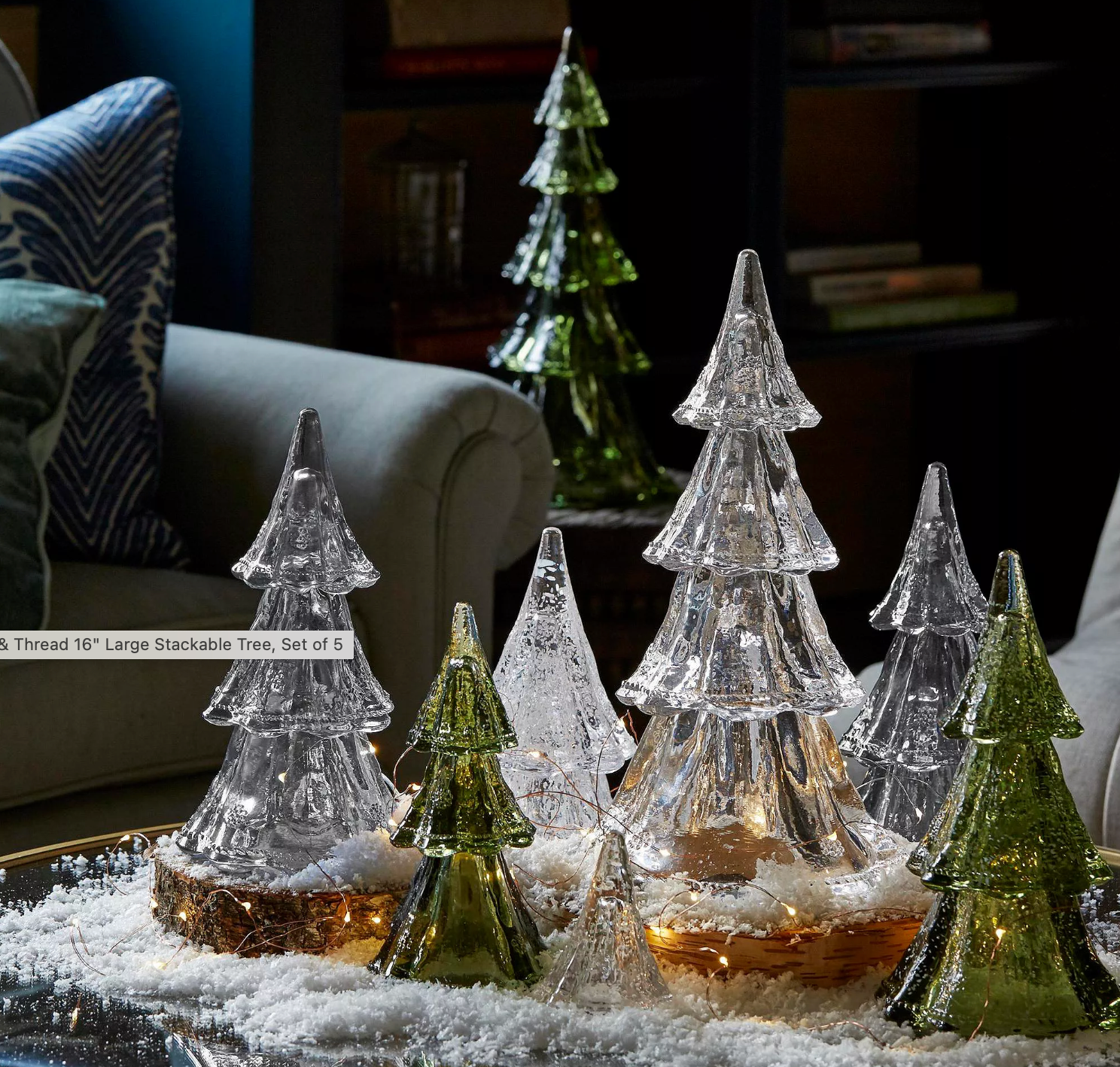 Juliska Berry & Tread 16" Stackable Glass Trees Large Set of 5