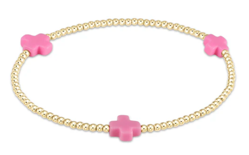 Signature Cross Small Gold Pattern 2mm Bead Bracelet