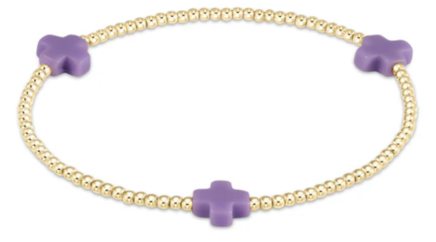 Signature Cross Small Gold Pattern 2mm Bead Bracelet