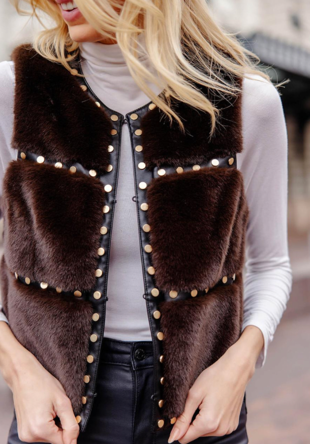 Giselle Studded Vest Espresso