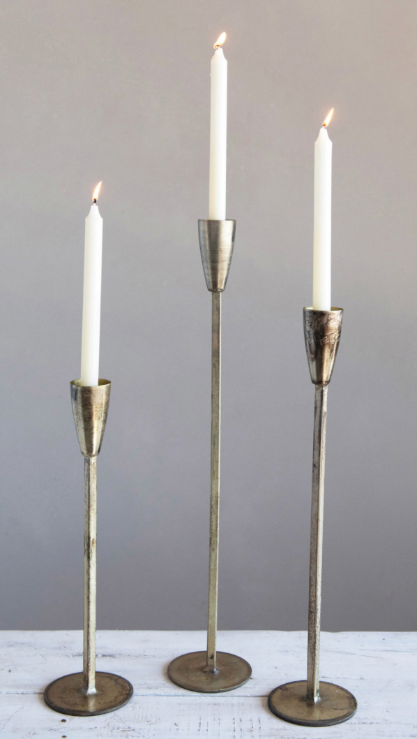 Metal Taper Holders with Antique Finish