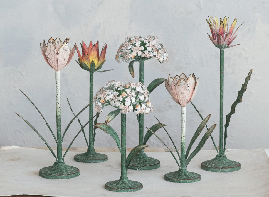 Metal Flower Candlesticks