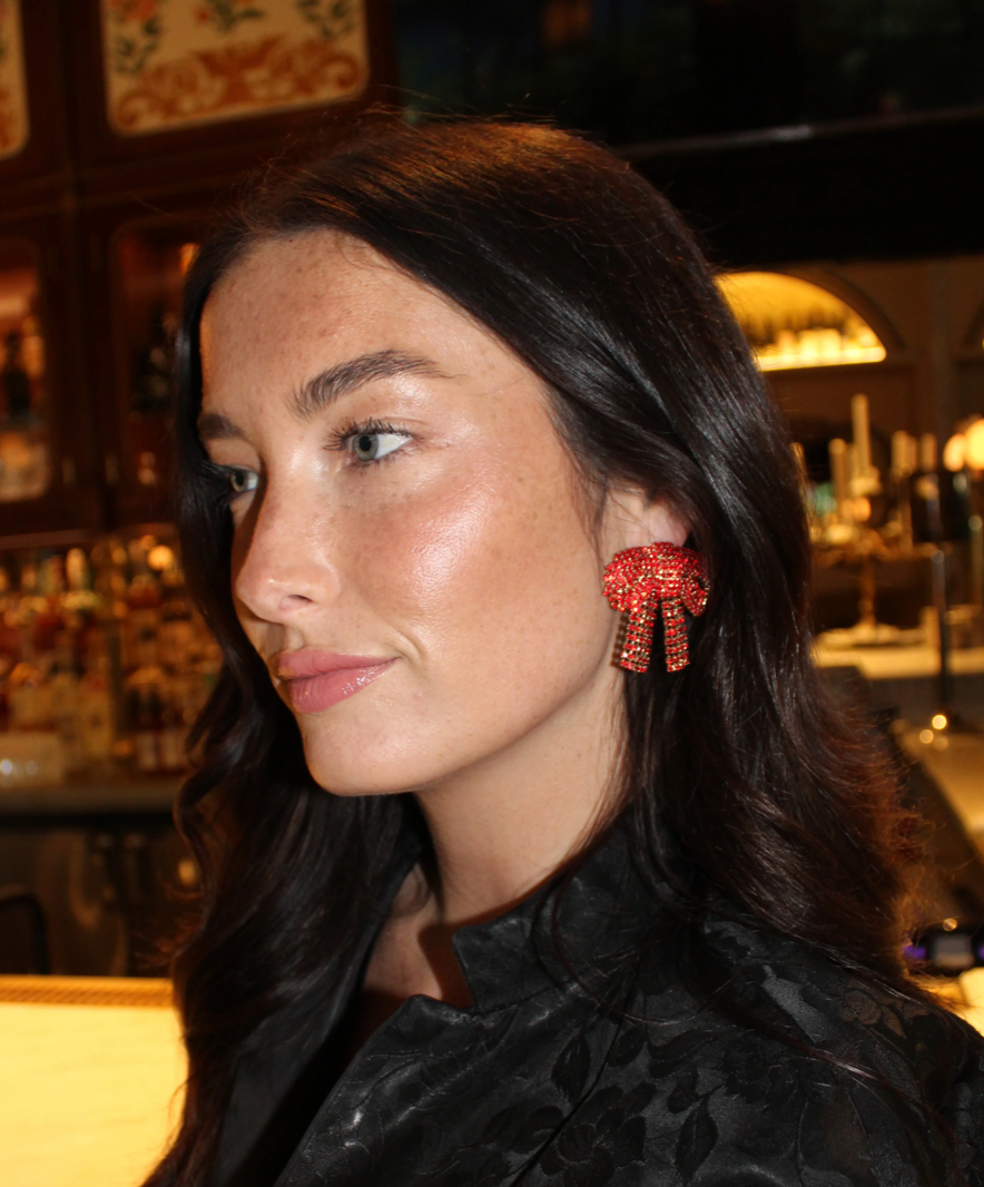 Gemstone Bow Earrings