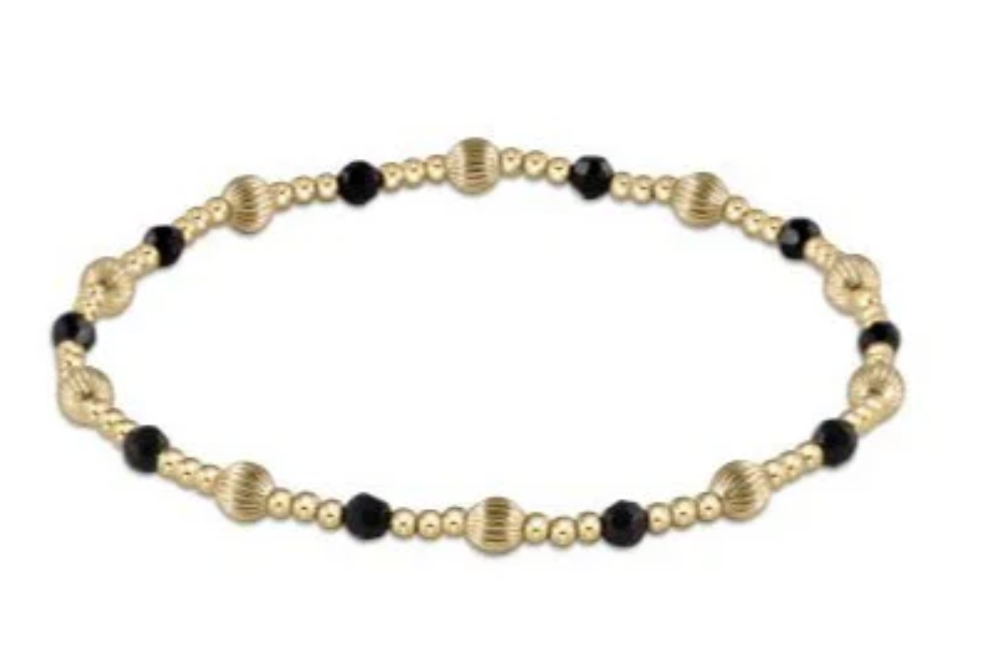 Dignity Sincerity Pattern 4mm Bead Bracelet- Faceted Onyx