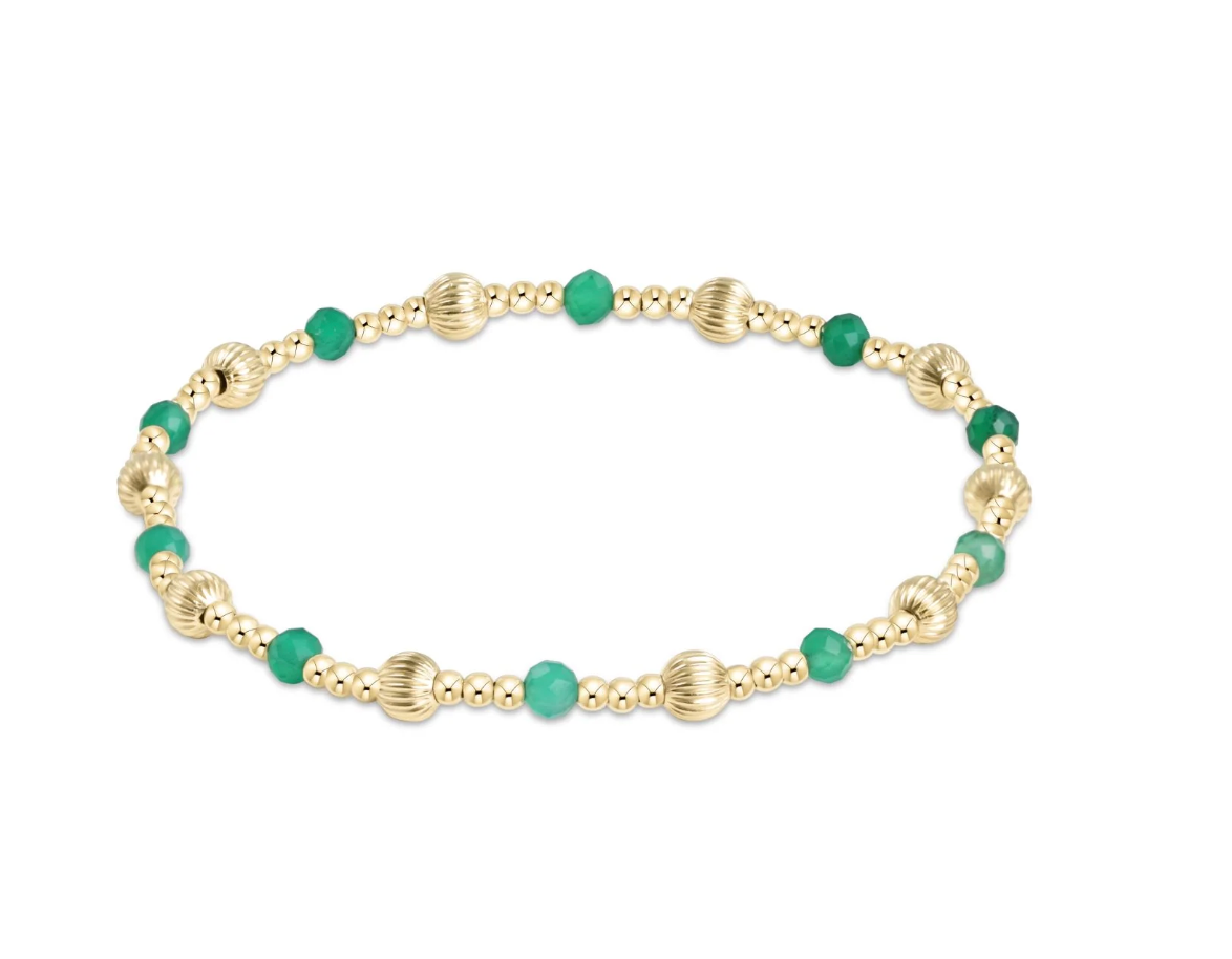 Dignity Sincerity Pattern 4mm Bead Bracelet- Green Onyx