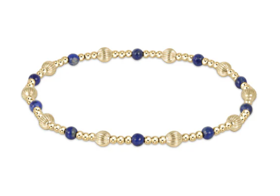 Dignity Sincerity Pattern 4mm Bead Bracelet- Lapis