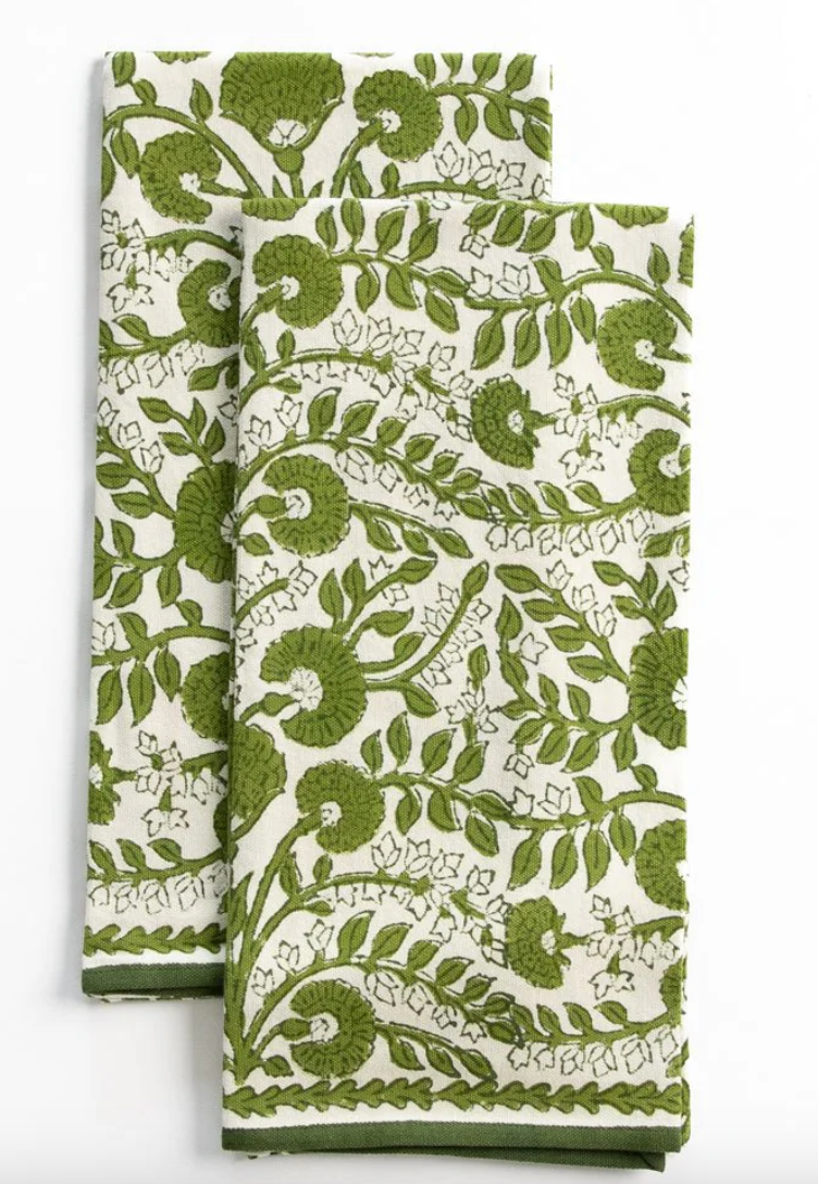 Cactus Flower Lettuce Green Tea Towel