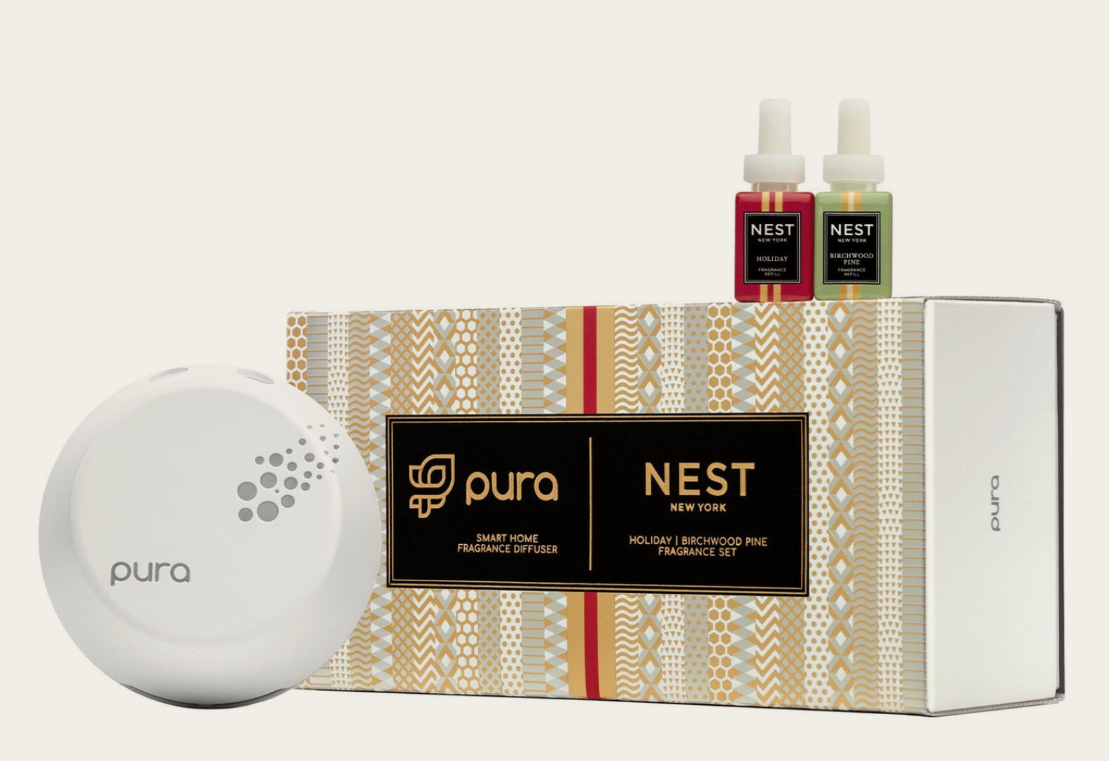 Festive NEST x Pura 3 Smart Home Fragrance Diffuser Set - Holiday & Birchwood