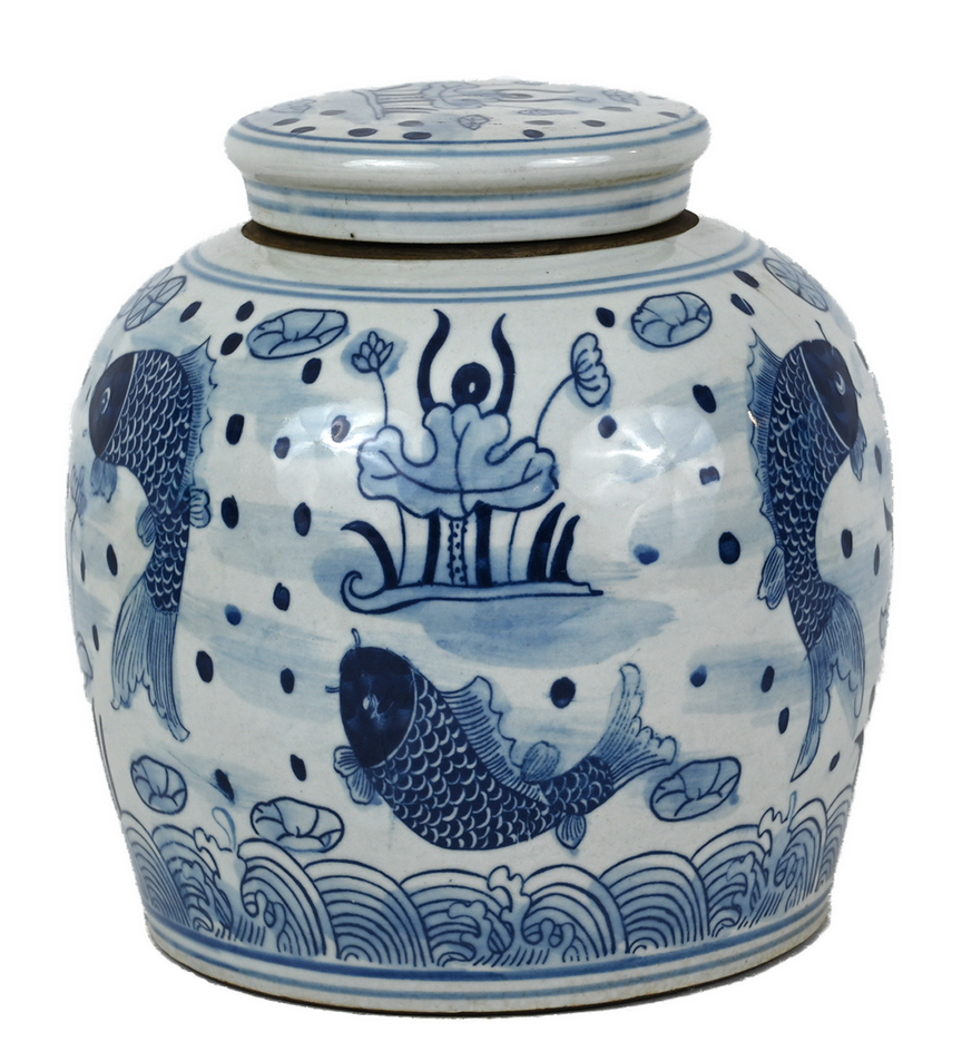 Blue and White Jar with Fish