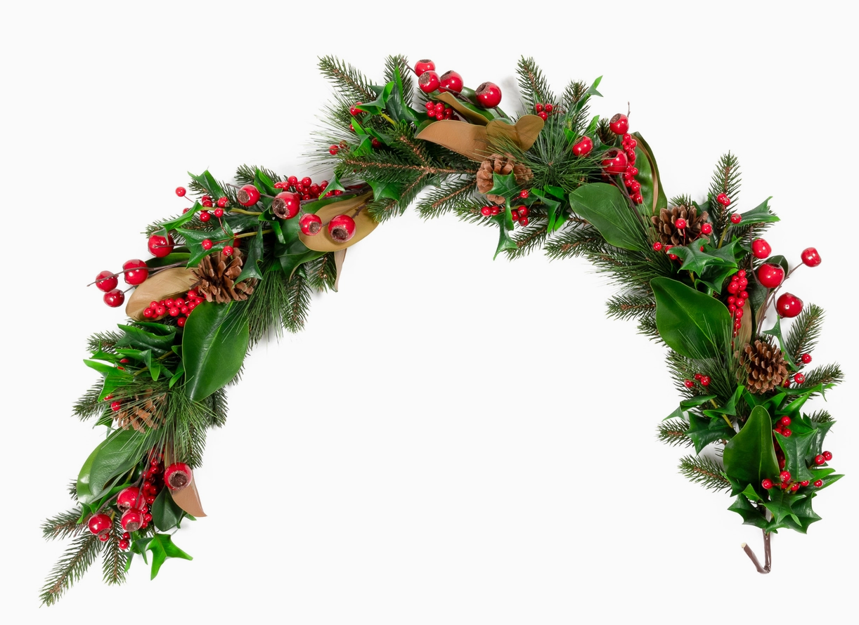 Magnolia & Red Berry Garland - 58 Inch
