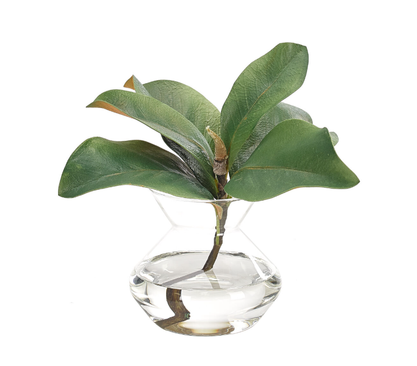 Faux Magnolia in Glass Vase - Small