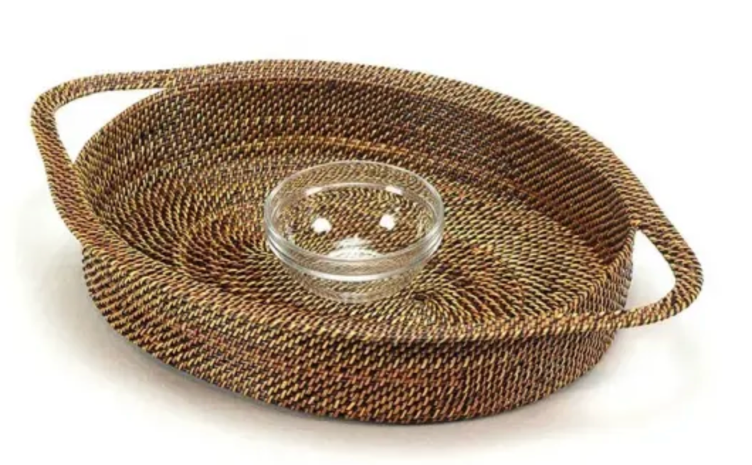 Chip & Dip Oval (incl Glass 16 oz Dish), L 13.75 x W 10.50 x H2.75