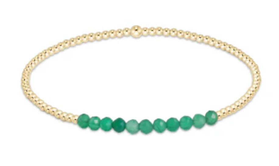 Gold Bliss 2mm Bead Bracelet- Green Onyx
