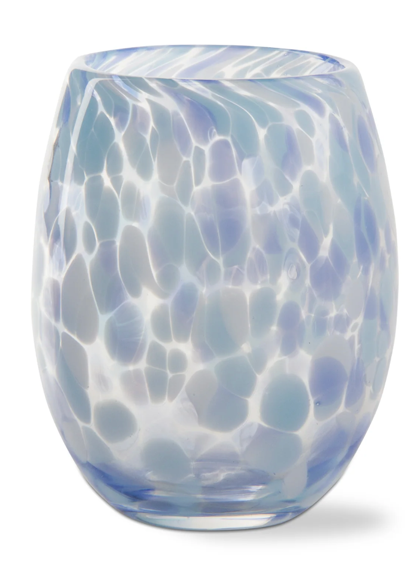 Confetti Stemless Wine Glass- Light Blue