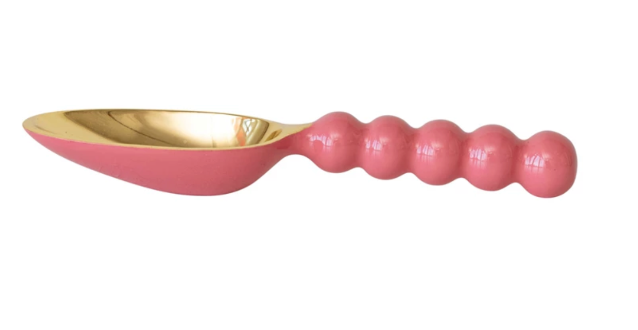 Enameled Aluminum Scoop, Pink & Gold Finish