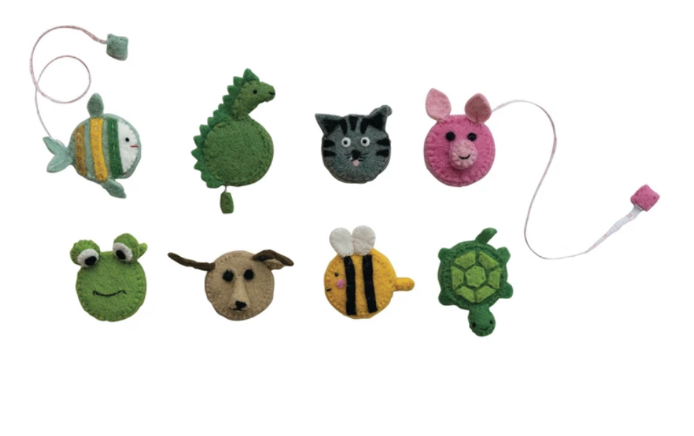 Handmade Plastic & Embroidered Animal Shaped Tape Measure, 8 Styles