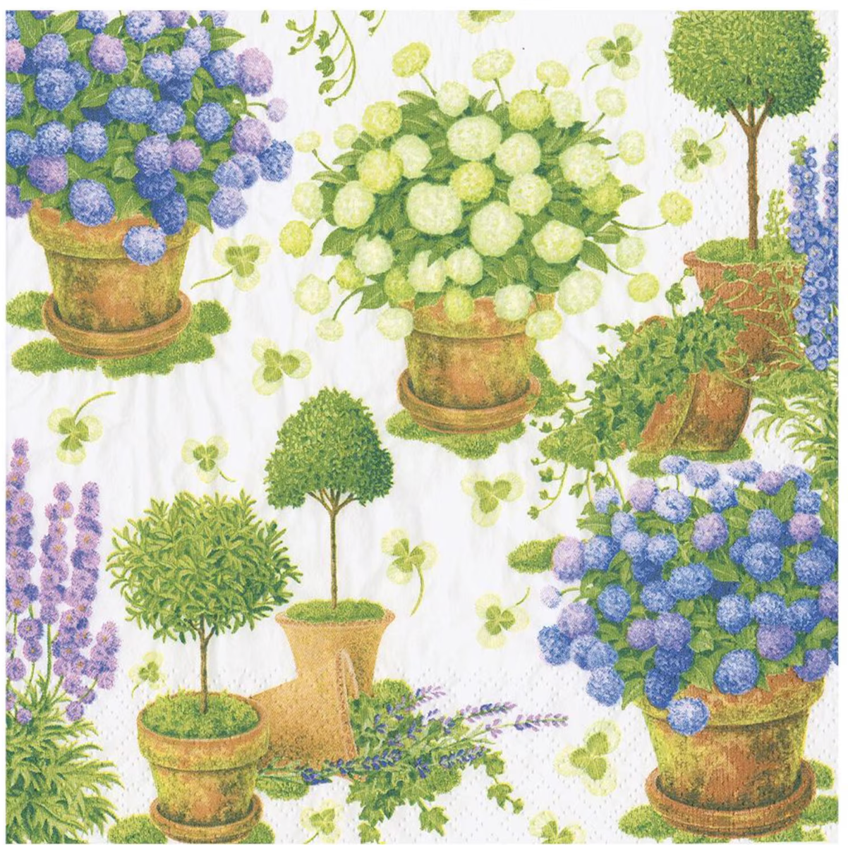 Potted Hydrangeas Cocktail Napkin