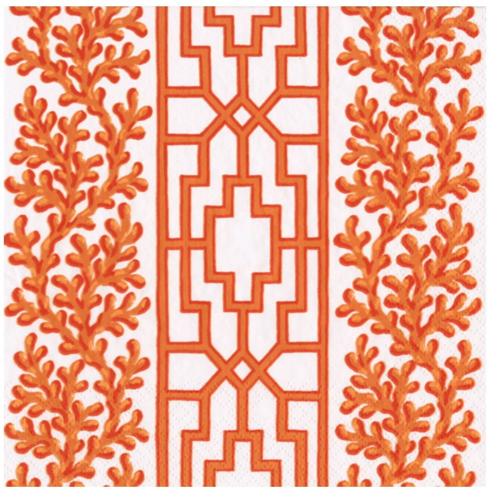 Coral and Trellis Coral Cocktail Napkin