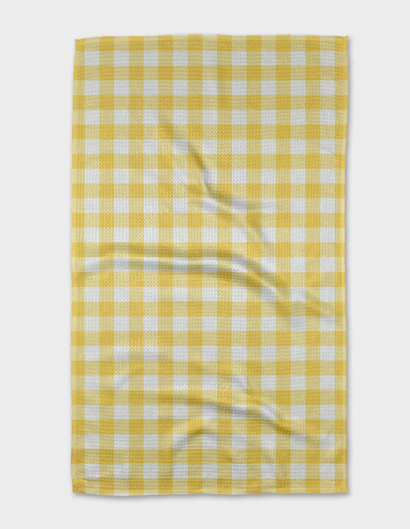 Geometry Tea Towel-Lemon Gingham