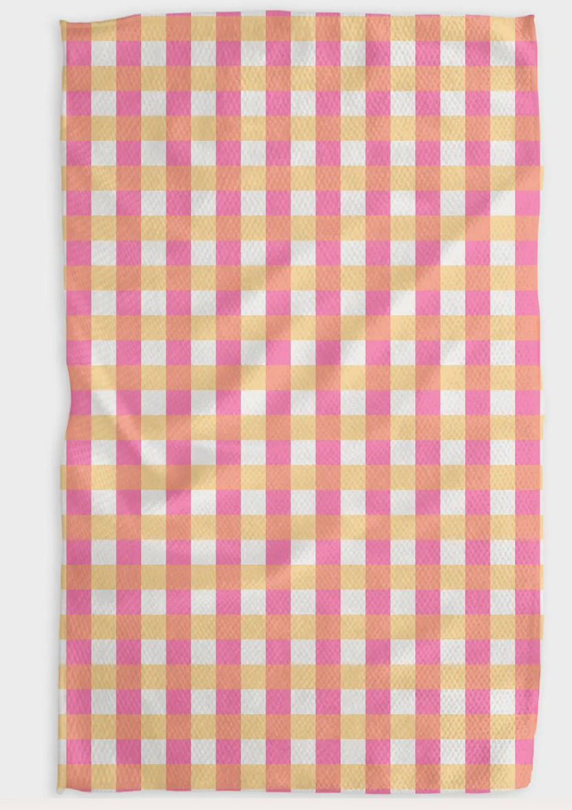 Geometry Tea Towel- Table For Two Pink