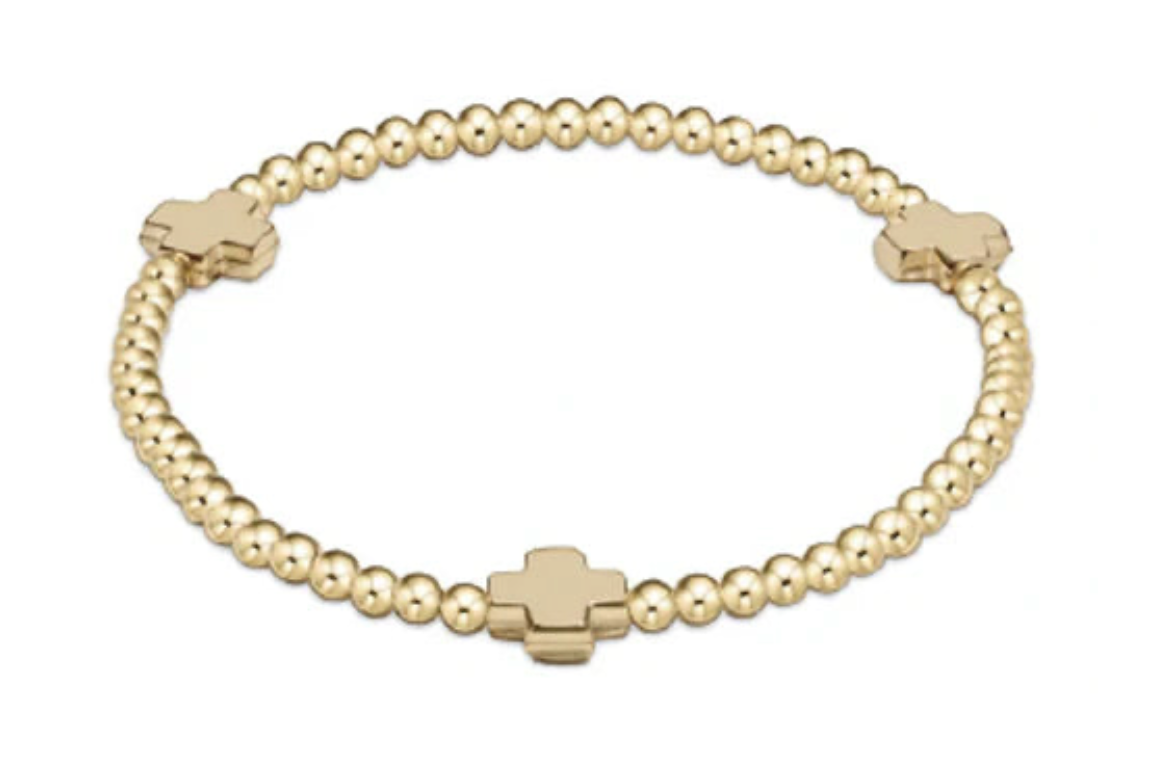 Enewton Extends - Signature Cross Gold Pattern 3mm Bead Bracelet - Gold