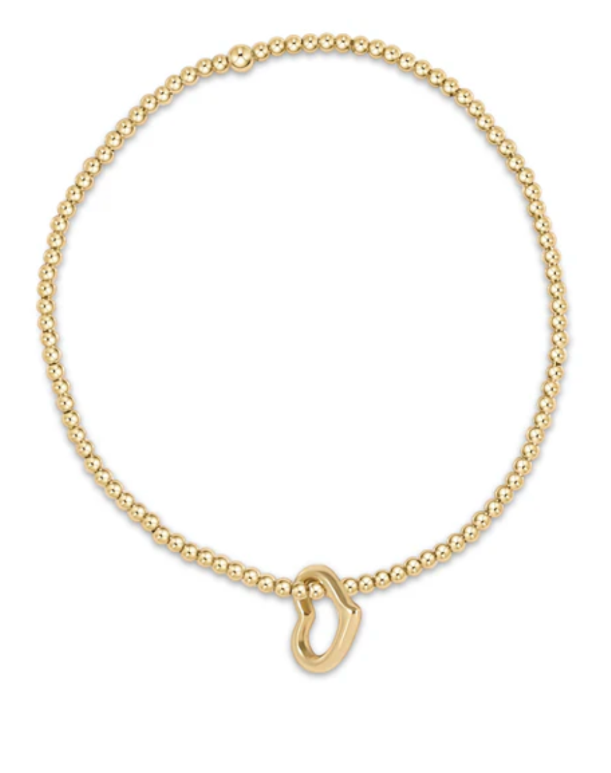 classic gold 2.5mm bead bracelet - love gold charm