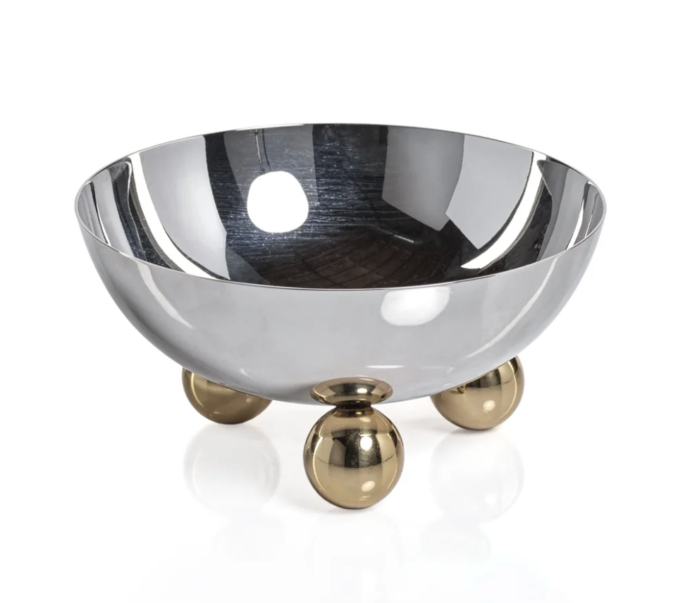 Condiment Bowl - Polished Nickel with Gold Feet