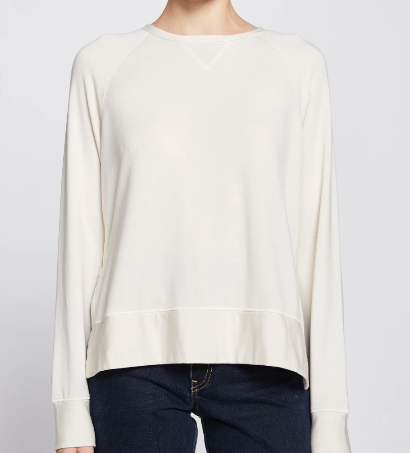 Softest Fleece Raglan Side Slit Sweatshirt White