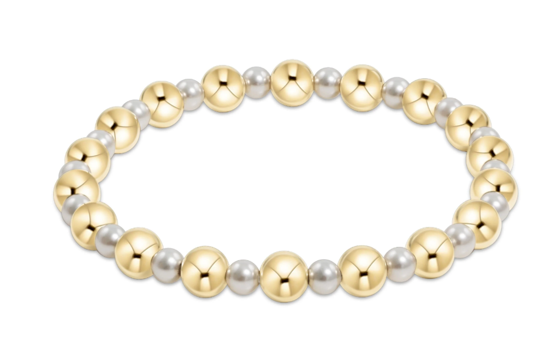 Enewton Extends - Pearl Grateful Pattern 4mm Bead Bracelet - 6mm Gold