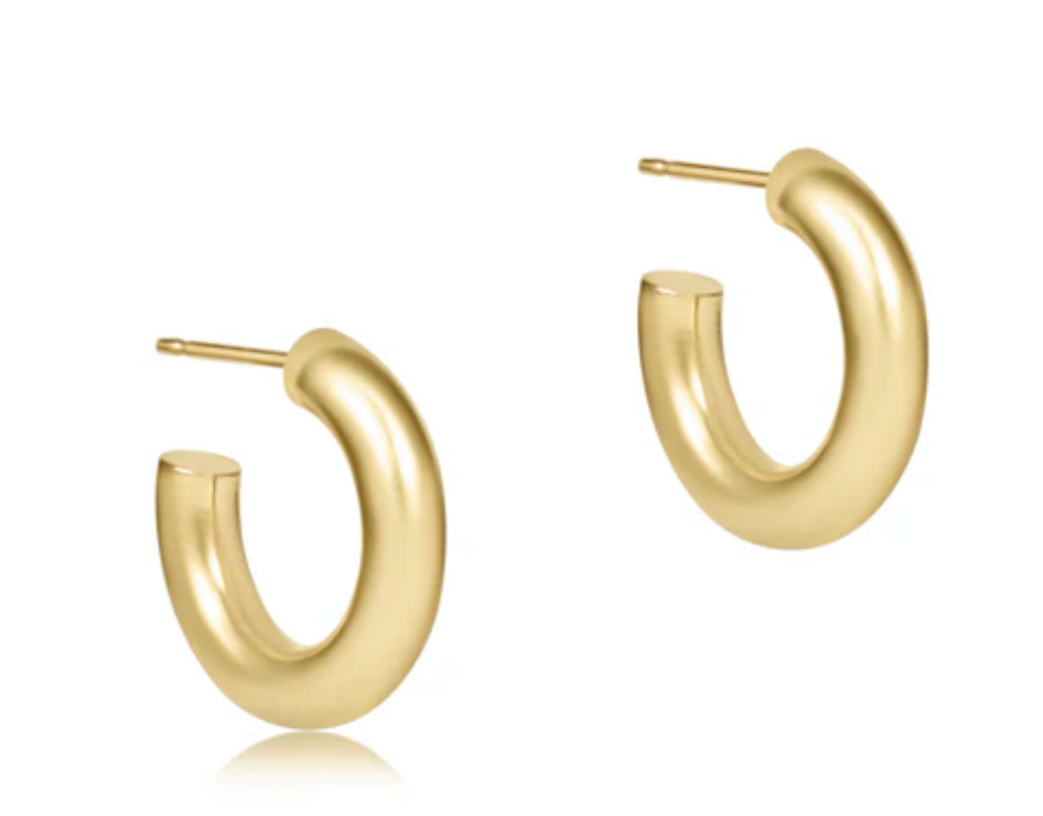Round Gold 0.5" Post Hoop - 4mm - Smooth