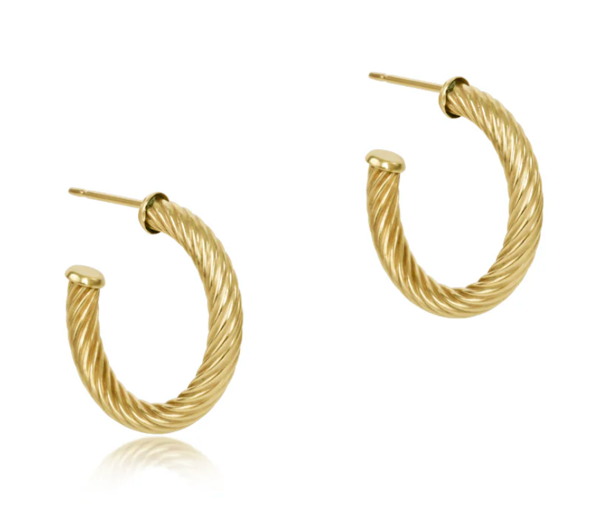 Round Gold 0.5" Post Hoop - 4mm - Textured Twist