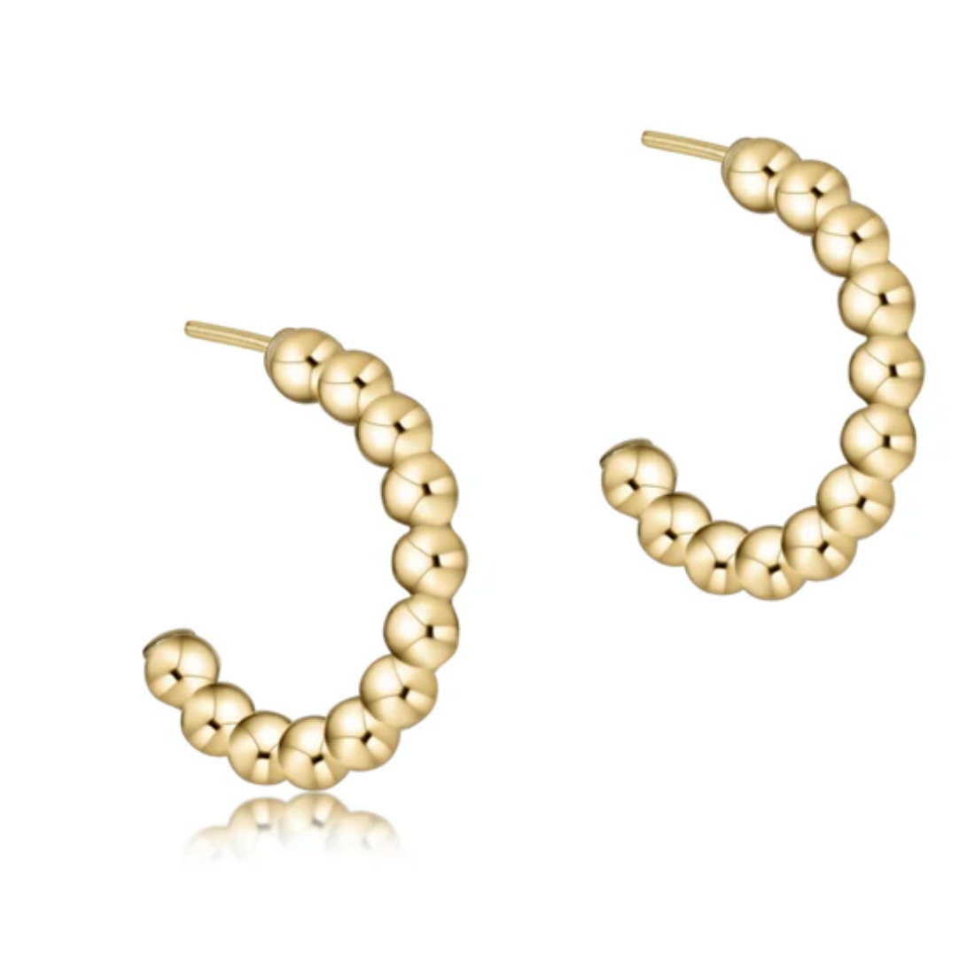 Beaded Classic 1" Post Hoop - 3mm Gold