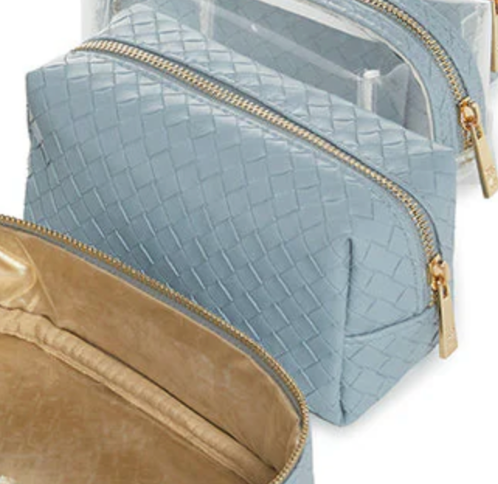 Luxe Woven Bleu Small Cosmetic case