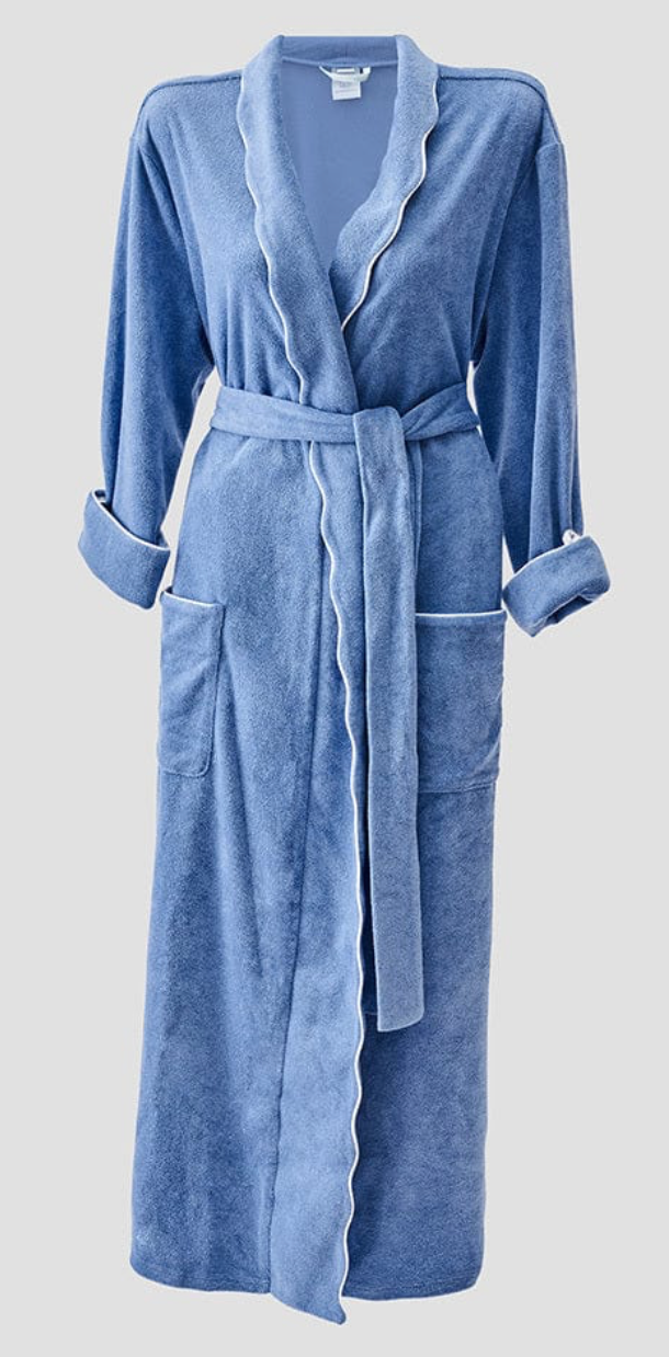 Women's Long Scallop Lightweight Robe- Periwinkle