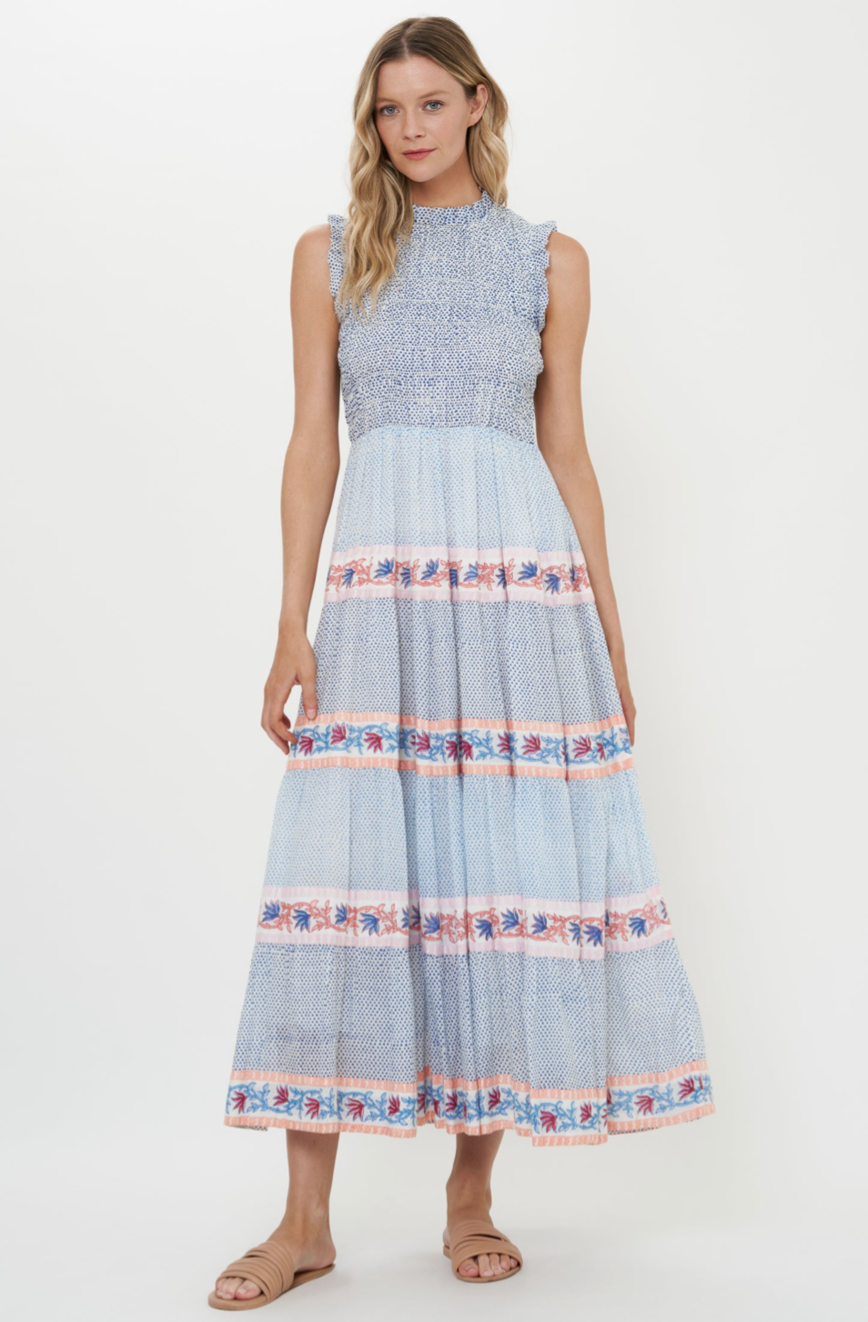 Sleeveless Smocked Maxi - Jungi Peach