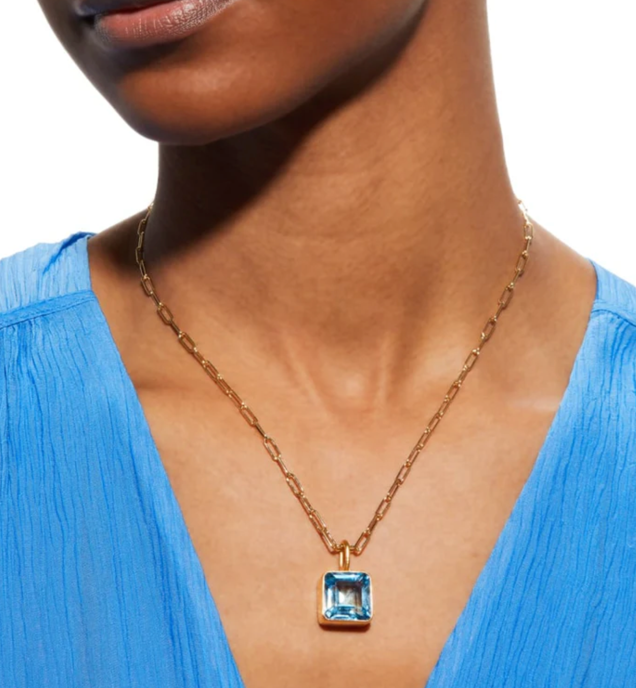 Blue Topaz Mini Charm Necklace