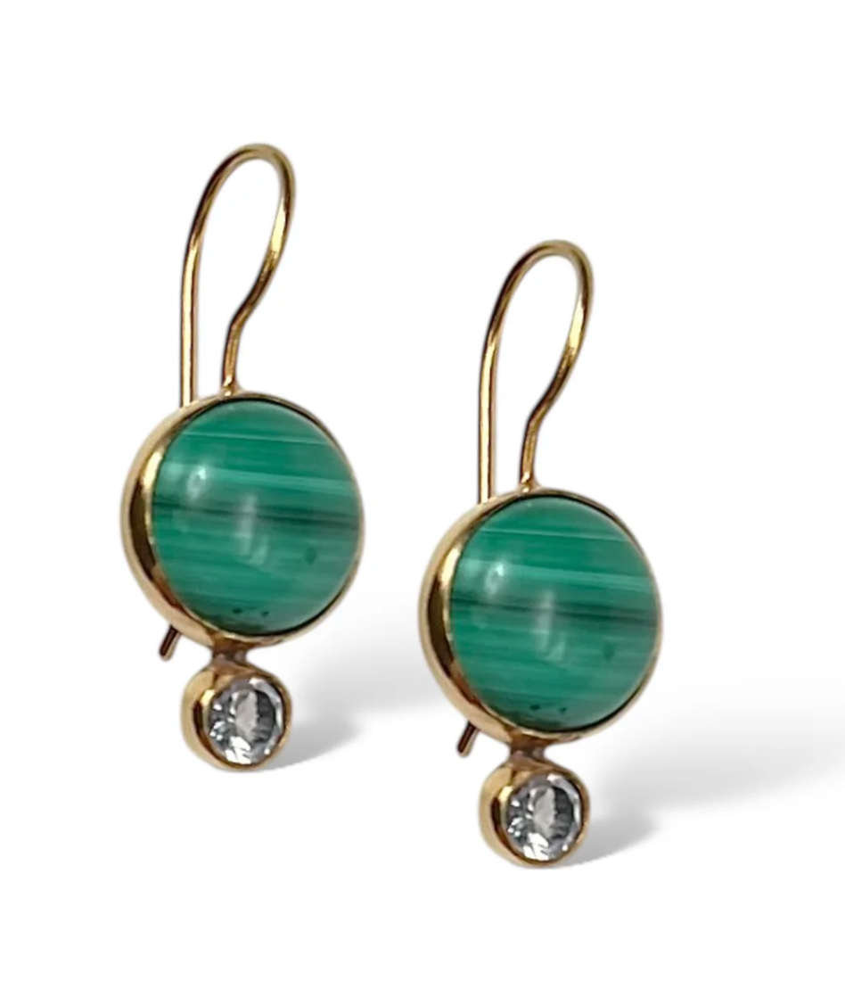 Malachite and Topaz Middie Earring