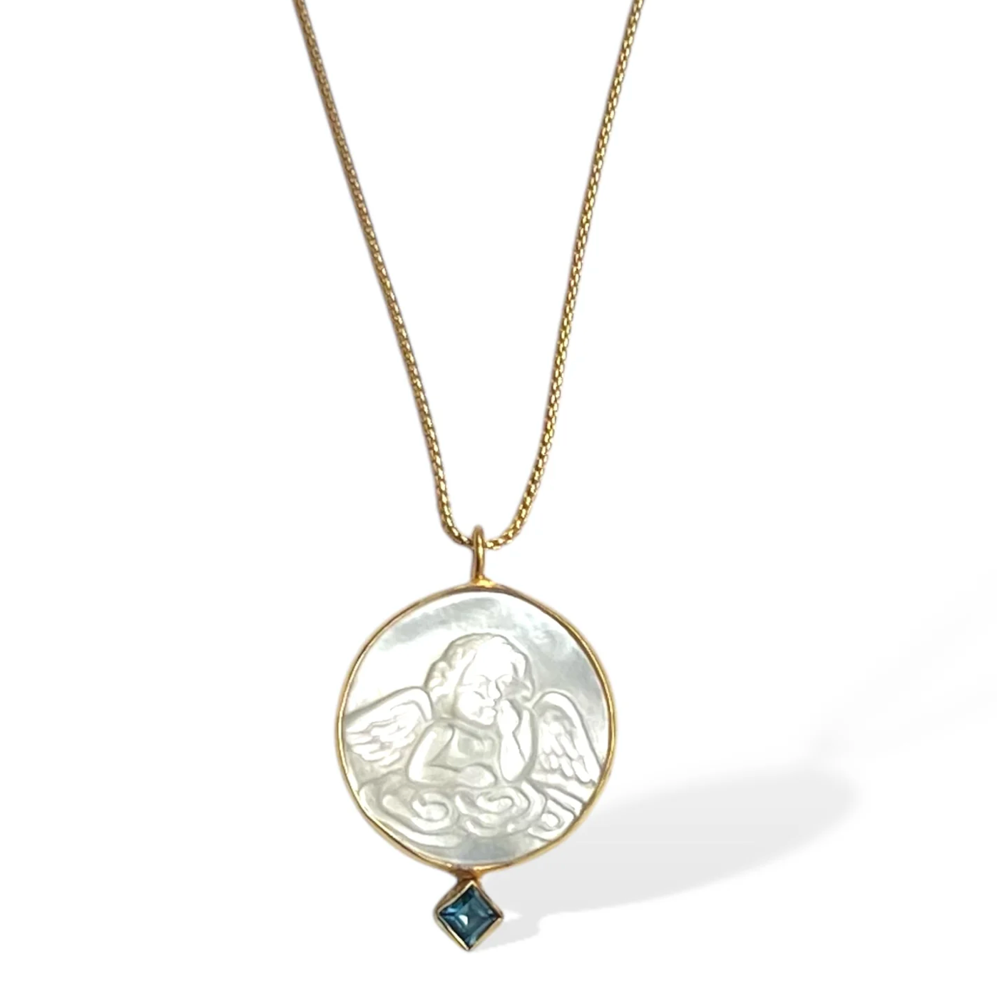 Carved Pearl Guardian Angel Necklace