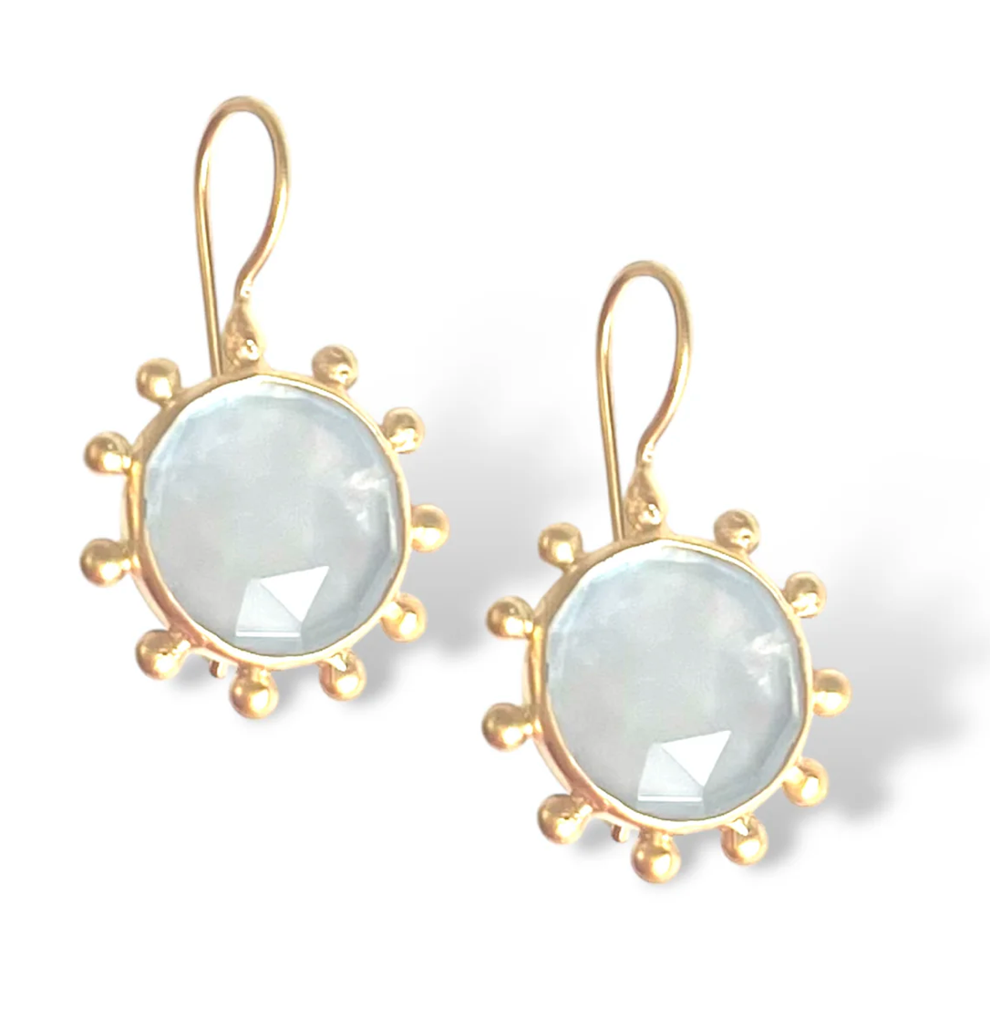 Mother of Pearl Doublet Pinwheel Earrings