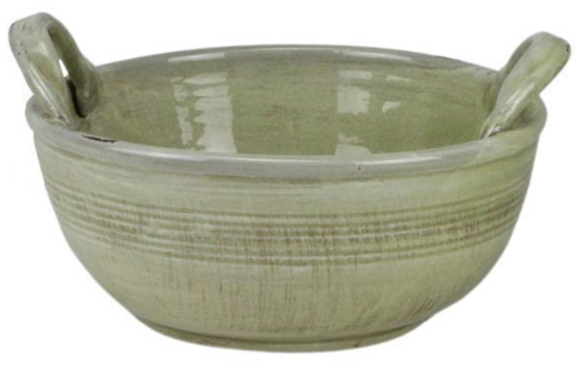 12.5" DIA x 6.5" H Stoneware Bowl Sandy Sage