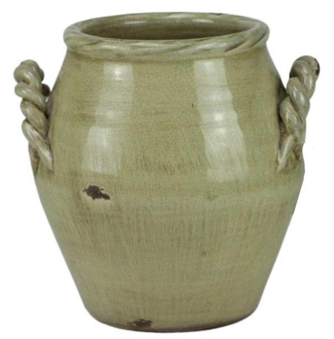 9" H x 8" Stoneware Potbelly Vase Sandy Sage