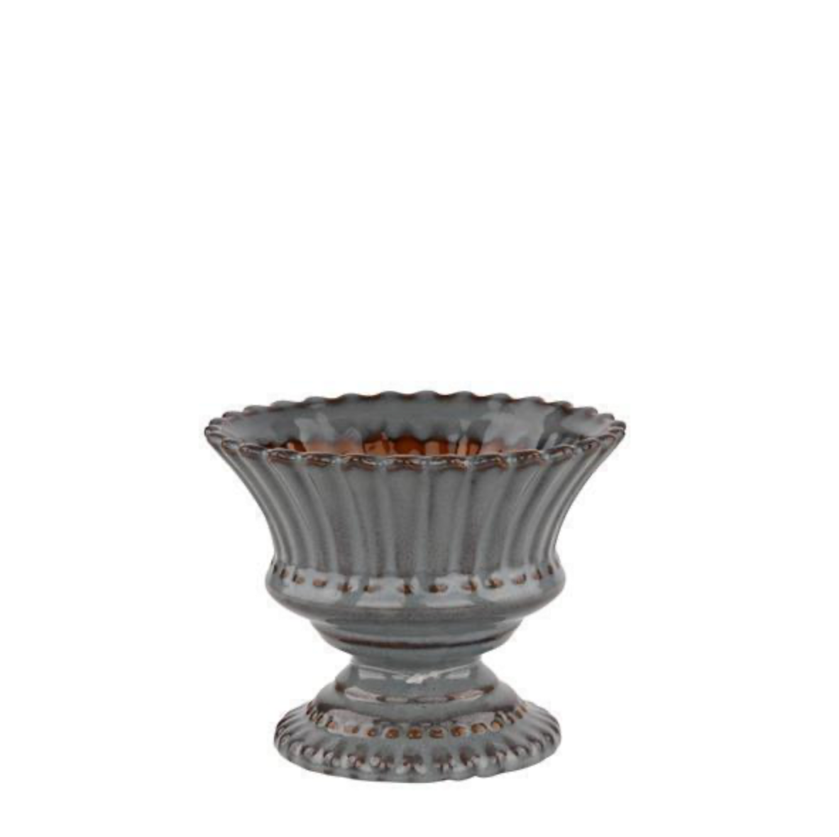 6.25" DIA x 5" H Stoneware Compote Blue/Brown